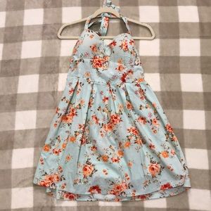 No Boundaries Mint Floral Halter Dress